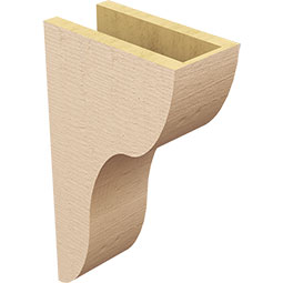 Ekena Millwork - CORUR055X10X18CARRCPR - Timberthane Faux Wood Corbel, Carmel Style, 5 1/2"W x 10"D x 18"H, Primed Tan