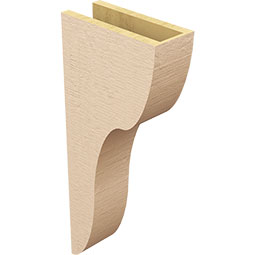 Ekena Millwork - CORUR055X12X28CARRCPR - Timberthane Faux Wood Corbel, Carmel Style, 5 1/2"W x 12"D x 28"H, Primed Tan