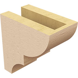 Ekena Millwork - CORUR035X06X06RIDRCPR - Timberthane Faux Wood Corbel, Ridgewood Style, 3 1/2"W x 6"D x 6"H, Primed Tan