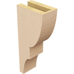 Ekena Millwork - CORUR035X06X14RIDRCPR - Timberthane Faux Wood Corbel, Ridgewood Style, 3 1/2"W x 6"D x 14"H, Primed Tan