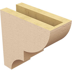 Ekena Millwork - CORUR035X08X08RIDRCPR - Timberthane Faux Wood Corbel, Ridgewood Style, 3 1/2"W x 8"D x 8"H, Primed Tan