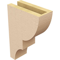 Ekena Millwork - CORUR035X08X12RIDRCPR - Timberthane Faux Wood Corbel, Ridgewood Style, 3 1/2"W x 8"D x 12"H, Primed Tan