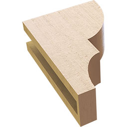 Ekena Millwork - CORUR035X08X12RIDRCPR - Timberthane Faux Wood Corbel, Ridgewood Style, 3 1/2"W x 8"D x 12"H, Primed Tan