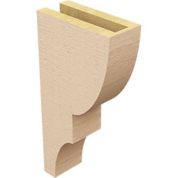 Ekena Millwork - CORUR035X08X16RIDRCPR - Timberthane Faux Wood Corbel, Ridgewood Style, 3 1/2"W x 8"D x 16"H, Primed Tan