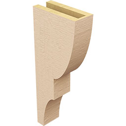 Ekena Millwork - CORUR035X08X20RIDRCPR - Timberthane Faux Wood Corbel, Ridgewood Style, 3 1/2"W x 8"D x 20"H, Primed Tan