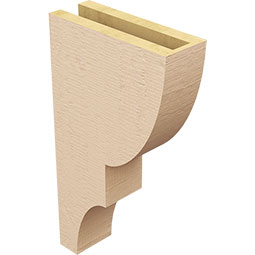 Ekena Millwork - CORUR035X10X18RIDRCPR - Timberthane Faux Wood Corbel, Ridgewood Style, 3 1/2"W x 10"D x 18"H, Primed Tan