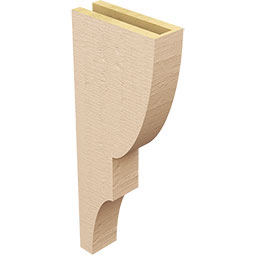 Ekena Millwork - CORUR035X10X26RIDRCPR - Timberthane Faux Wood Corbel, Ridgewood Style, 3 1/2"W x 10"D x 26"H, Primed Tan