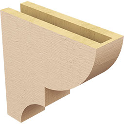 Ekena Millwork - CORUR035X12X12RIDRCPR - Timberthane Faux Wood Corbel, Ridgewood Style, 3 1/2"W x 12"D x 12"H, Primed Tan