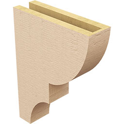 Ekena Millwork - CORUR035X12X16RIDRCPR - Timberthane Faux Wood Corbel, Ridgewood Style, 3 1/2"W x 12"D x 16"H, Primed Tan