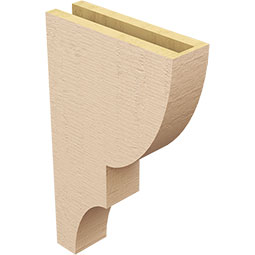 Ekena Millwork - CORUR035X12X20RIDRCPR - Timberthane Faux Wood Corbel, Ridgewood Style, 3 1/2"W x 12"D x 20"H, Primed Tan