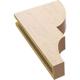 Ekena Millwork - CORUR035X12X20RIDRCPR - Timberthane Faux Wood Corbel, Ridgewood Style, 3 1/2"W x 12"D x 20"H, Primed Tan
