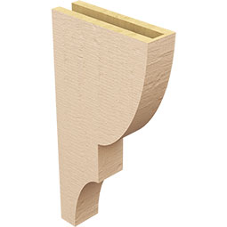 Ekena Millwork - CORUR035X12X24RIDRCPR - Timberthane Faux Wood Corbel, Ridgewood Style, 3 1/2"W x 12"D x 24"H, Primed Tan