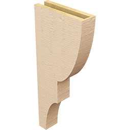 Ekena Millwork - CORUR035X12X28RIDRCPR - Timberthane Faux Wood Corbel, Ridgewood Style, 3 1/2"W x 12"D x 28"H, Primed Tan