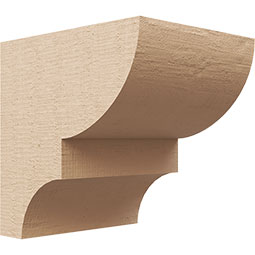 Ekena Millwork - CORUR055X06X06RIDRCPR - Timberthane Faux Wood Corbel, Ridgewood Style, 5 1/2"W x 6"D x 6"H, Primed Tan