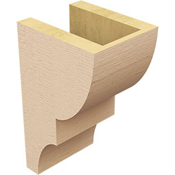 Ekena Millwork - CORUR055X06X10RIDRCPR - Timberthane Faux Wood Corbel, Ridgewood Style, 5 1/2"W x 6"D x 10"H, Primed Tan