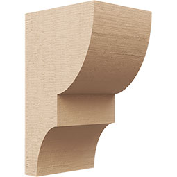 Ekena Millwork - CORUR055X06X10RIDRCPR - Timberthane Faux Wood Corbel, Ridgewood Style, 5 1/2"W x 6"D x 10"H, Primed Tan