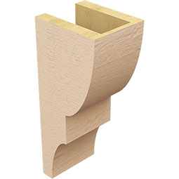 Ekena Millwork - CORUR055X06X14RIDRCPR - Timberthane Faux Wood Corbel, Ridgewood Style, 5 1/2"W x 6"D x 14"H, Primed Tan