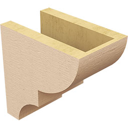 Ekena Millwork - CORUR055X08X08RIDRCPR - Timberthane Faux Wood Corbel, Ridgewood Style, 5 1/2"W x 8"D x 8"H, Primed Tan