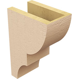 Ekena Millwork - CORUR055X08X12RIDRCPR - Timberthane Faux Wood Corbel, Ridgewood Style, 5 1/2"W x 8"D x 12"H, Primed Tan