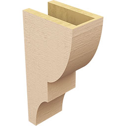 Ekena Millwork - CORUR055X08X16RIDRCPR - Timberthane Faux Wood Corbel, Ridgewood Style, 5 1/2"W x 8"D x 16"H, Primed Tan