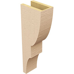 Ekena Millwork - CORUR055X08X24RIDRCPR - Timberthane Faux Wood Corbel, Ridgewood Style, 5 1/2"W x 8"D x 24"H, Primed Tan