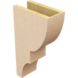 Ekena Millwork - CORUR055X10X18RIDRCPR - Timberthane Faux Wood Corbel, Ridgewood Style, 5 1/2"W x 10"D x 18"H, Primed Tan