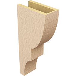 Ekena Millwork - CORUR055X10X22RIDRCPR - Timberthane Faux Wood Corbel, Ridgewood Style, 5 1/2"W x 10"D x 22"H, Primed Tan