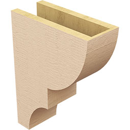 Ekena Millwork - CORUR055X12X16RIDRCPR - Timberthane Faux Wood Corbel, Ridgewood Style, 5 1/2"W x 12"D x 16"H, Primed Tan