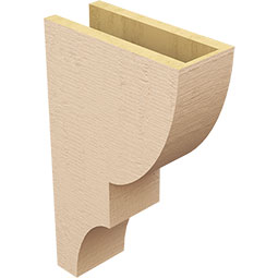 Ekena Millwork - CORUR055X12X20RIDRCPR - Timberthane Faux Wood Corbel, Ridgewood Style, 5 1/2"W x 12"D x 20"H, Primed Tan
