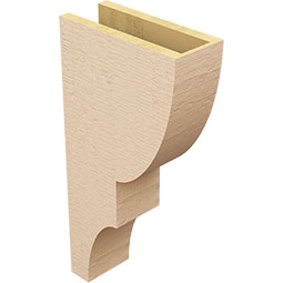 Ekena Millwork - CORUR055X12X24RIDRCPR - Timberthane Faux Wood Corbel, Ridgewood Style, 5 1/2"W x 12"D x 24"H, Primed Tan