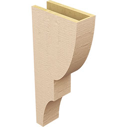 Ekena Millwork - CORUR055X12X28RIDRCPR - Timberthane Faux Wood Corbel, Ridgewood Style, 5 1/2"W x 12"D x 28"H, Primed Tan