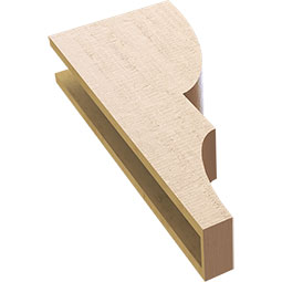 Ekena Millwork - CORUR055X12X28RIDRCPR - Timberthane Faux Wood Corbel, Ridgewood Style, 5 1/2"W x 12"D x 28"H, Primed Tan