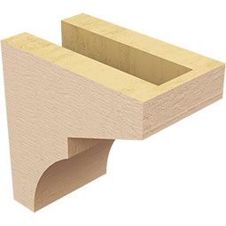 Ekena Millwork - CORUR035X06X06MONRCPR - Timberthane Faux Wood Corbel, Monterey Style, 3 1/2"W x 6"D x 6"H, Primed Tan