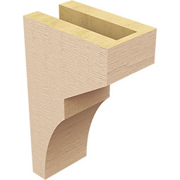 Ekena Millwork - CORUR035X06X10MONRCPR - Timberthane Faux Wood Corbel, Monterey Style, 3 1/2"W x 6"D x 10"H, Primed Tan