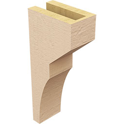 Ekena Millwork - CORUR035X06X14MONRCPR - Timberthane Faux Wood Corbel, Monterey Style, 3 1/2"W x 6"D x 14"H, Primed Tan