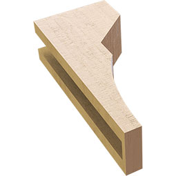 Ekena Millwork - CORUR035X06X14MONRCPR - Timberthane Faux Wood Corbel, Monterey Style, 3 1/2"W x 6"D x 14"H, Primed Tan