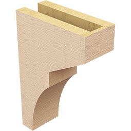 Ekena Millwork - CORUR035X08X12MONRCPR - Timberthane Faux Wood Corbel, Monterey Style, 3 1/2"W x 8"D x 12"H, Primed Tan