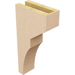 Ekena Millwork - CORUR035X08X16MONRCPR - Timberthane Faux Wood Corbel, Monterey Style, 3 1/2"W x 8"D x 16"H, Primed Tan