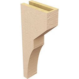 Ekena Millwork - CORUR035X08X20MONRCPR - Timberthane Faux Wood Corbel, Monterey Style, 3 1/2"W x 8"D x 20"H, Primed Tan