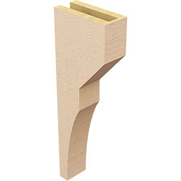Ekena Millwork - CORUR035X08X24MONRCPR - Timberthane Faux Wood Corbel, Monterey Style, 3 1/2"W x 8"D x 24"H, Primed Tan