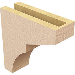Ekena Millwork - CORUR035X10X10MONRCPR - Timberthane Faux Wood Corbel, Monterey Style, 3 1/2"W x 10"D x 10"H, Primed Tan