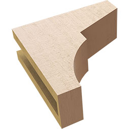 Ekena Millwork - CORUR035X10X10MONRCPR - Timberthane Faux Wood Corbel, Monterey Style, 3 1/2"W x 10"D x 10"H, Primed Tan