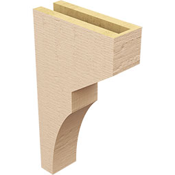 Ekena Millwork - CORUR035X10X18MONRCPR - Timberthane Faux Wood Corbel, Monterey Style, 3 1/2"W x 10"D x 18"H, Primed Tan