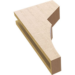 Ekena Millwork - CORUR035X10X18MONRCPR - Timberthane Faux Wood Corbel, Monterey Style, 3 1/2"W x 10"D x 18"H, Primed Tan