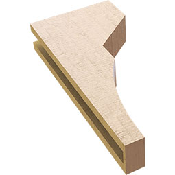 Ekena Millwork - CORUR035X10X22MONRCPR - Timberthane Faux Wood Corbel, Monterey Style, 3 1/2"W x 10"D x 22"H, Primed Tan