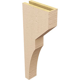 Ekena Millwork - CORUR035X10X26MONRCPR - Timberthane Faux Wood Corbel, Monterey Style, 3 1/2"W x 10"D x 26"H, Primed Tan