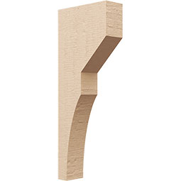 Ekena Millwork - CORUR035X10X26MONRCPR - Timberthane Faux Wood Corbel, Monterey Style, 3 1/2"W x 10"D x 26"H, Primed Tan