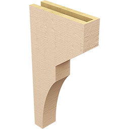 Ekena Millwork - CORUR035X12X24MONRCPR - Timberthane Faux Wood Corbel, Monterey Style, 3 1/2"W x 12"D x 24"H, Primed Tan
