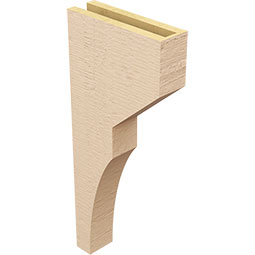 Ekena Millwork - CORUR035X12X28MONRCPR - Timberthane Faux Wood Corbel, Monterey Style, 3 1/2"W x 12"D x 28"H, Primed Tan