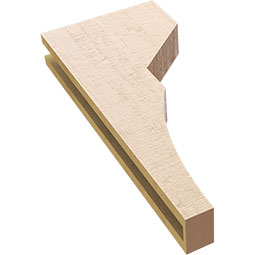 Ekena Millwork - CORUR035X12X28MONRCPR - Timberthane Faux Wood Corbel, Monterey Style, 3 1/2"W x 12"D x 28"H, Primed Tan